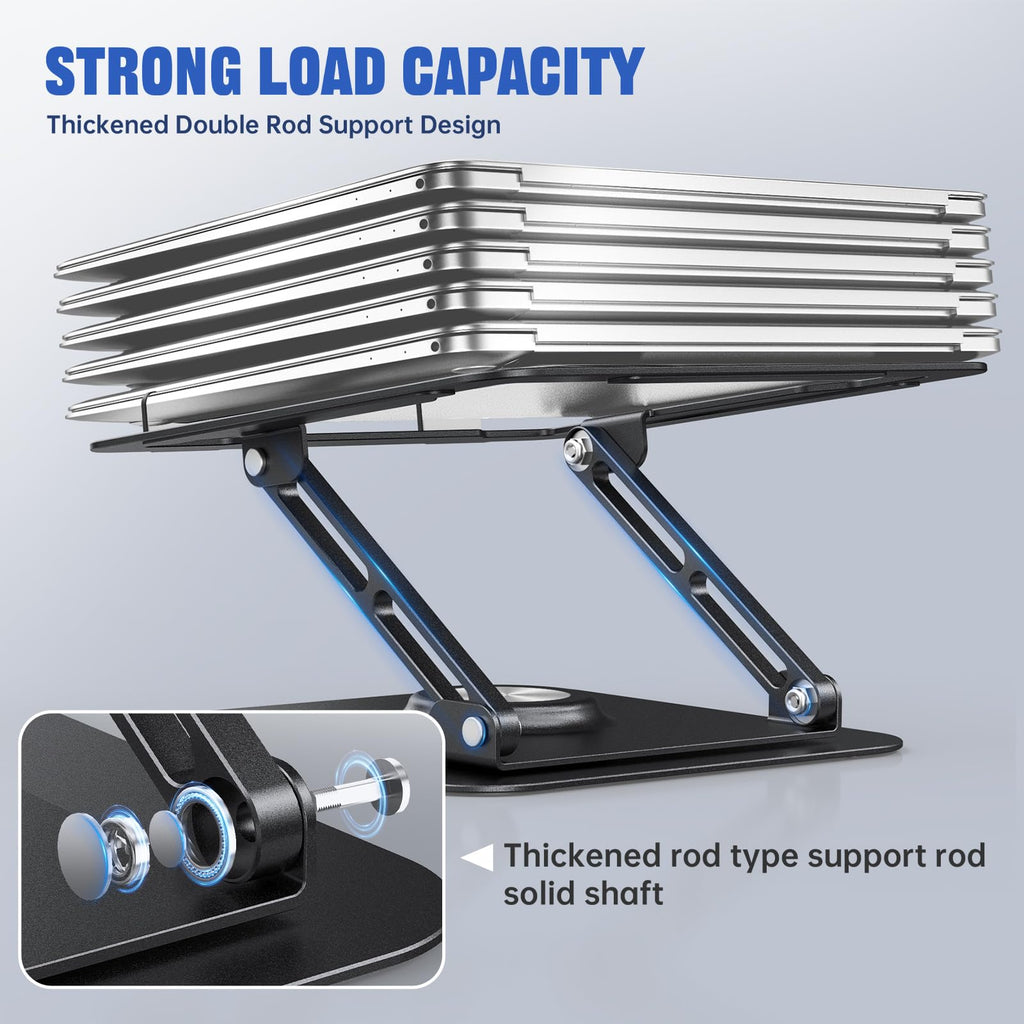 Laptop Stand for Desk, Adjustable Computer Stand with 360° Rotating Base, Ergonomic Laptop Riser for Collaborative Work, Foldable & Portable Laptop Stand, fits for All 10-16" Laptops