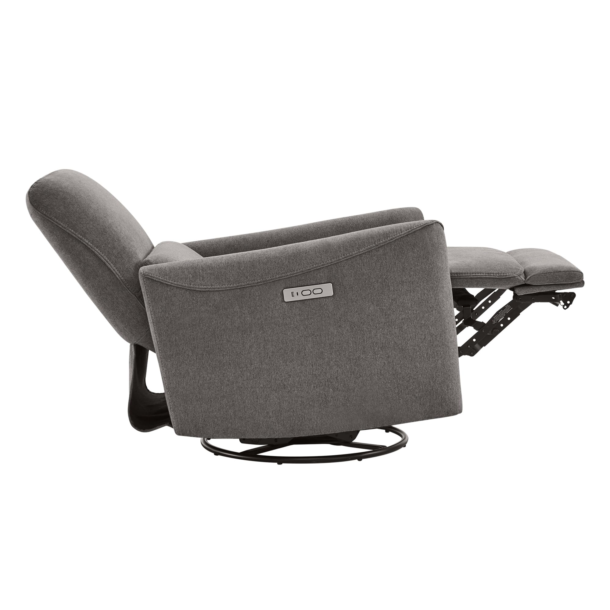 Power Recliner Chair Swivel Glider, FSC Certified Fabric Living Room Reclining Sofa Chair with Lumbar Support, Metal Grey