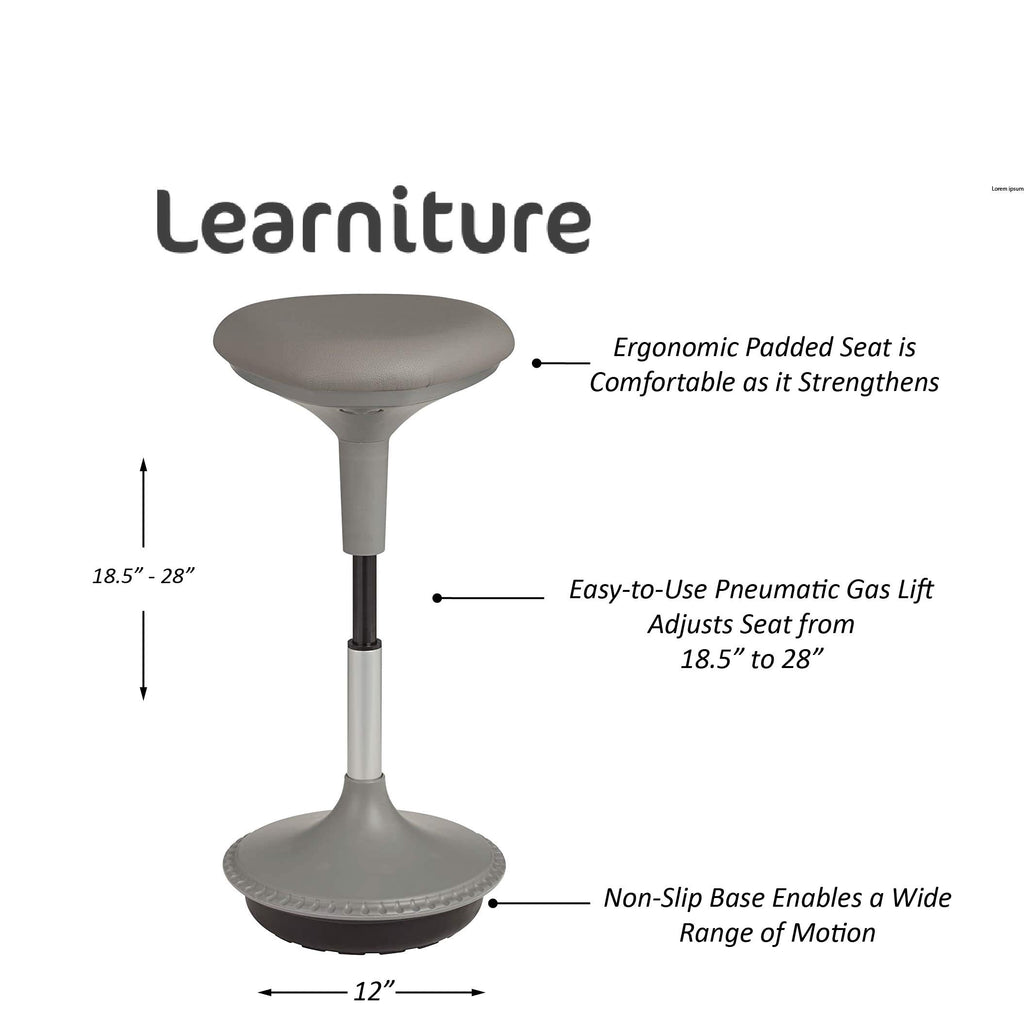 Adjustable Height Active Learning Stool for Office Desks and Classrooms, Foam-Padded Backless Wobble Stool with Rocking Motion, Gray
