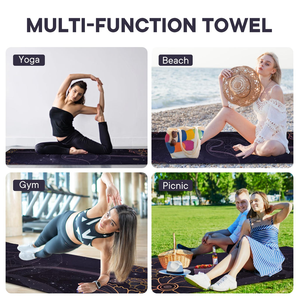 Yoga Towels, Non Slip Hot Yoga Mat Towel with Grip Dots,Super-Absorbent Soft Microfiber Yoga Blanket for Pilates, Fitness and Workout 72inch x 24inch