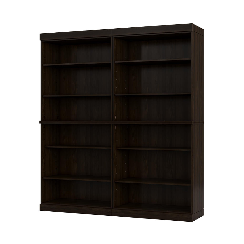 Solid Wood Bookcase - 64" Wide Wooden Book Shelf - 12-Tier Espresso Bookshelf, Modular Cabinets with Adjustable Shelves - 71.5" Tall Bookcases for Living Room - 100% Eco-Friendly Wood