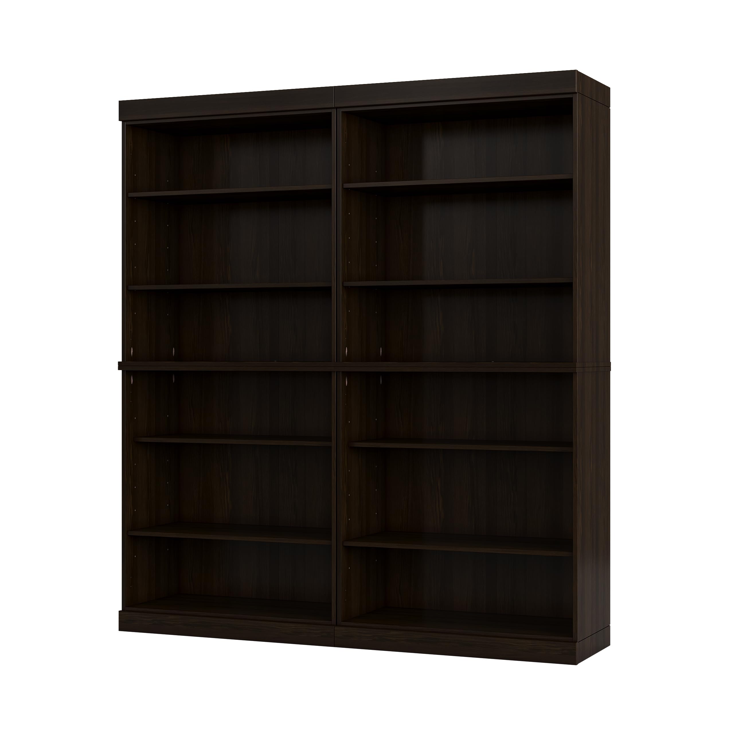 Solid Wood Bookcase - 64" Wide Wooden Book Shelf - 12-Tier Espresso Bookshelf, Modular Cabinets with Adjustable Shelves - 71.5" Tall Bookcases for Living Room - 100% Eco-Friendly Wood