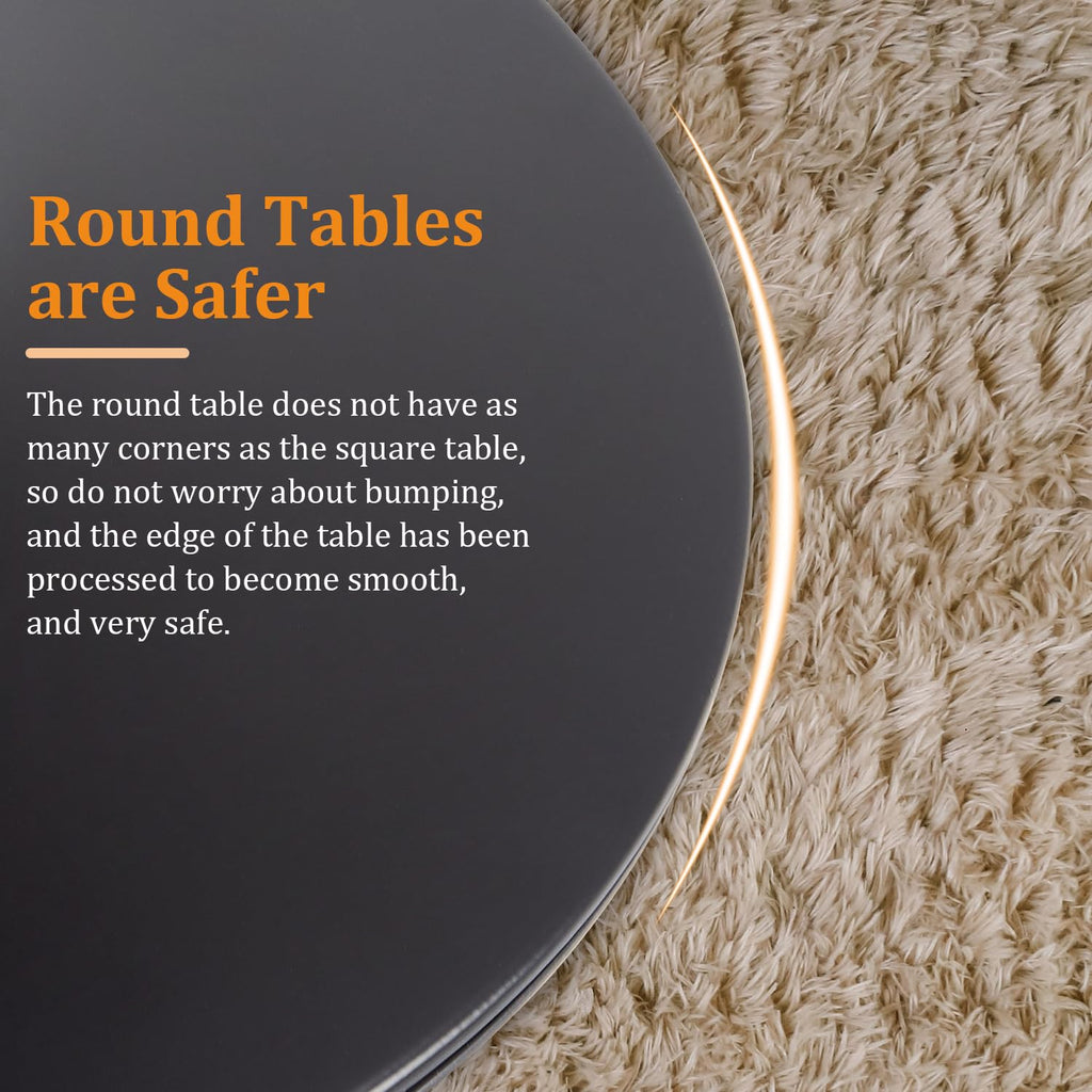 TUOMUR Black Round Dining Table, 27.6" Tulip Table Kitchen Round Dining Table for 1-2 People with MDF Table Top and Metal Pedestal Base, Mid-Century Leisure Table for Home, Dining Room, Cafe