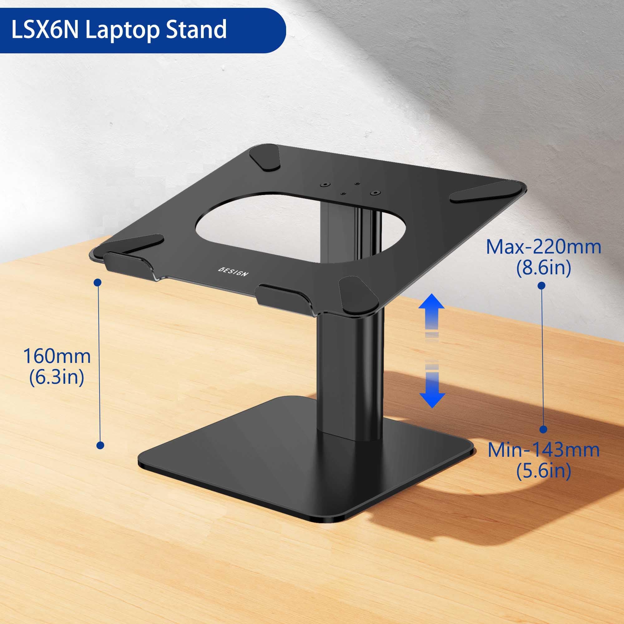 Laptop Stand, Ergonomic Adjustable Notebook Riser, Computer Holder, Laptop Mount Compatible with 10-15.6" Laptops, Black