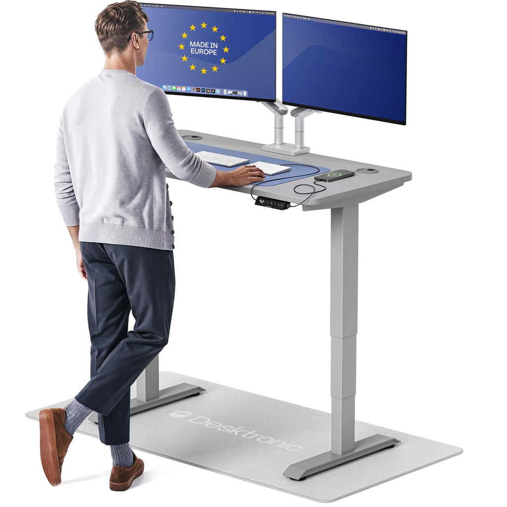 Standing Desk 48x24 — Made in Europe, Ergonomic Sit Stand Home Office Desk, Electric Height Adjustable, Dual Motor, USB & USB-C Charging, Wobble-Free, Touchscreen, 3 Memory Presets