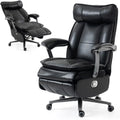Electric Office Chair with USB Charging, 420lbs PU Leather Power Executive Recliner w/Footrest, High Back Ergonomic PC Chair for Home Office Gaming Boss Room, Black