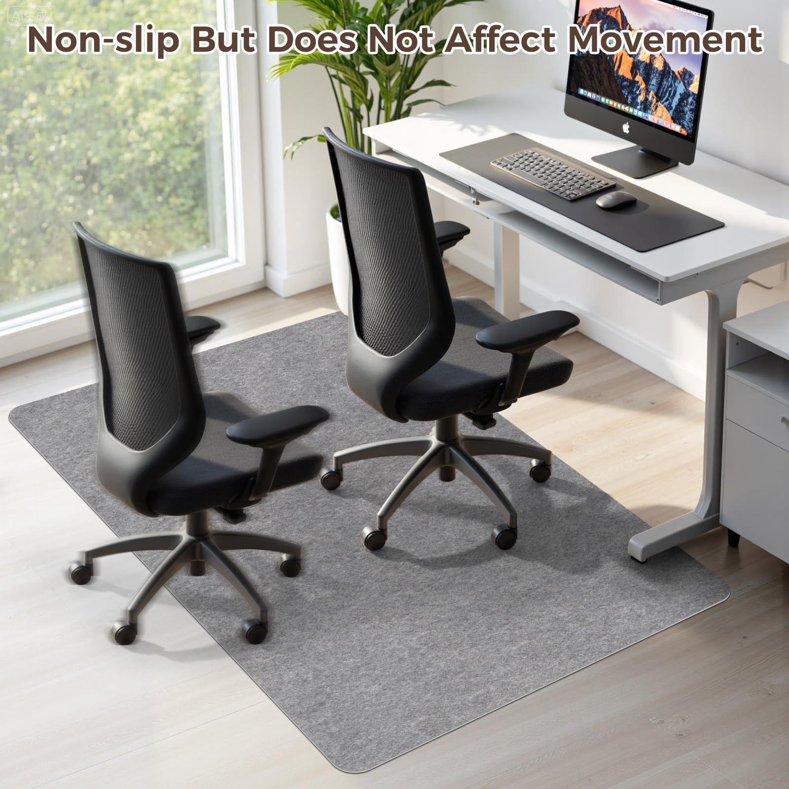 Office Chair Mat,Hard Floor Chair Mat Suitable for Hardwood and Tile Floors,Large Non-Slip Floor Protection Mat,Does Not Pill,Grey(36"x48")