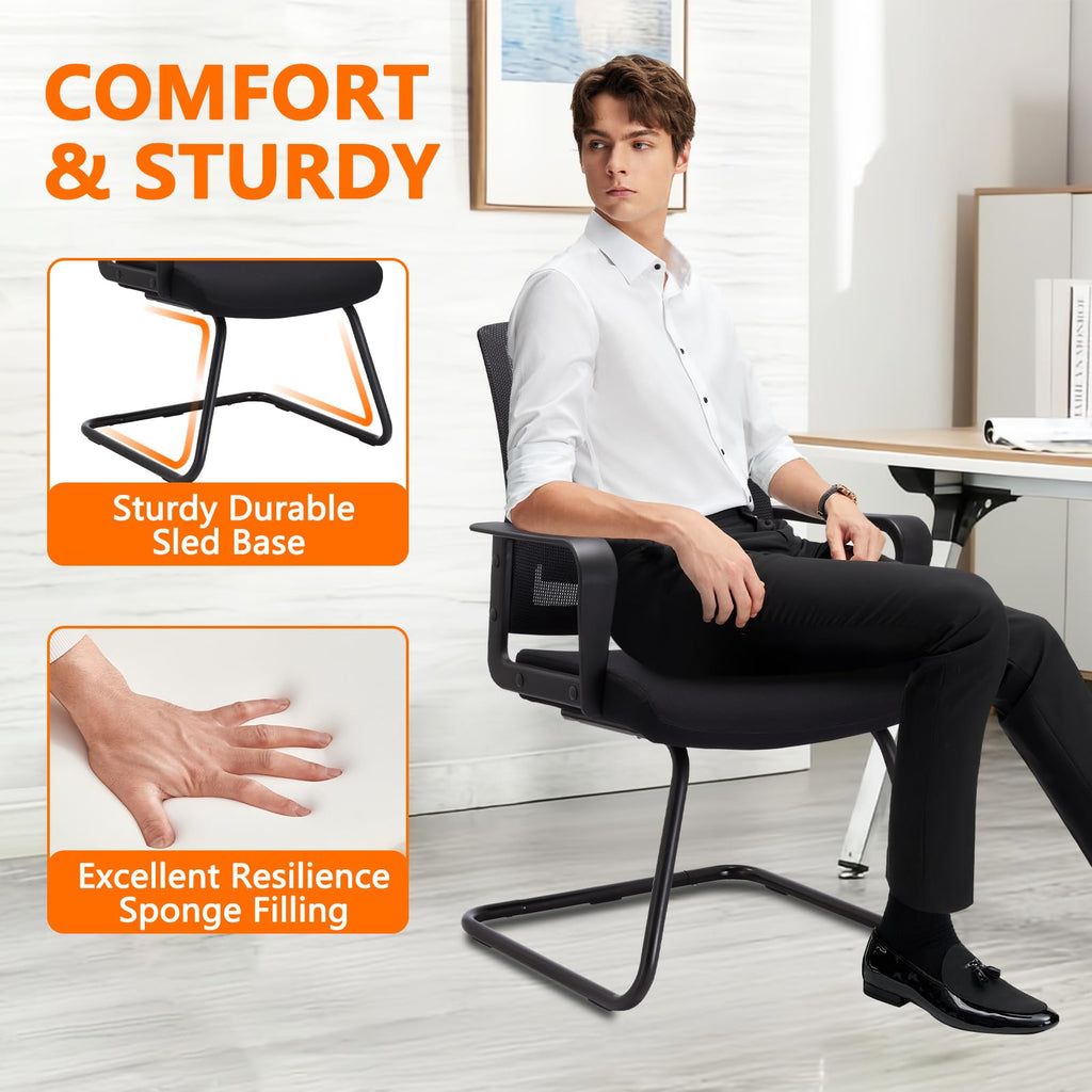 Office Guest Chair with Lumbar Support and Mid Back Mesh Space Air Grid Series for Reception Conference Room