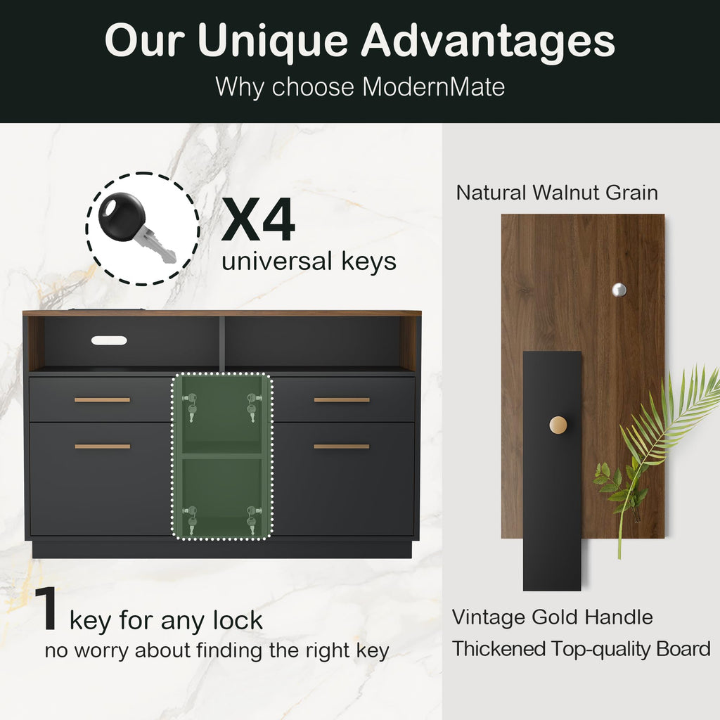 4 Drawer File Cabinet with Lock, Filing Cabinet for Home Office