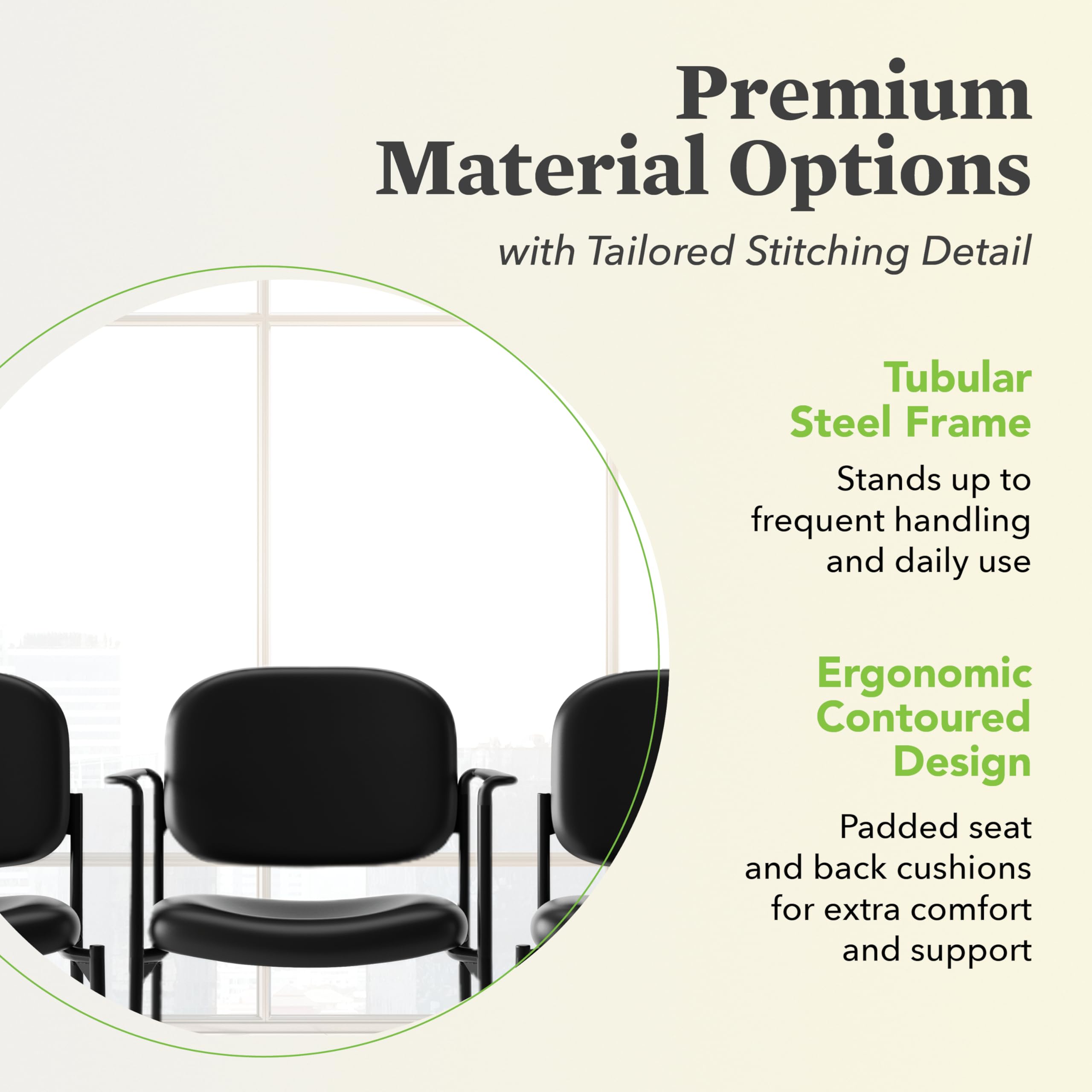 Fabric Guest Office Chair with Arms, Stackable Seating for Waiting Rooms, Lobbies, Conference Areas, and Offices, Side Chair for Reception and Training Spaces, Black