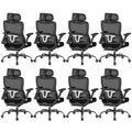 Ergonomic Office Chair, Home Computer Chair with 3D Adjustable Headrest and 4D Flip-Up Armrests, Adjustable Lumbar Support, Suitable for Office and Study, 8PC, Black