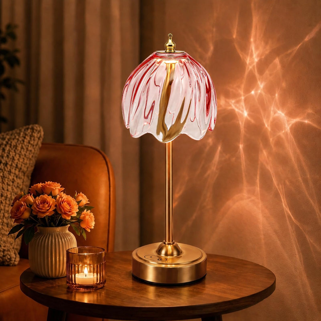 Cordless Flower Table Lamp, 5200mAh Small Rechargeable Touch Lamp