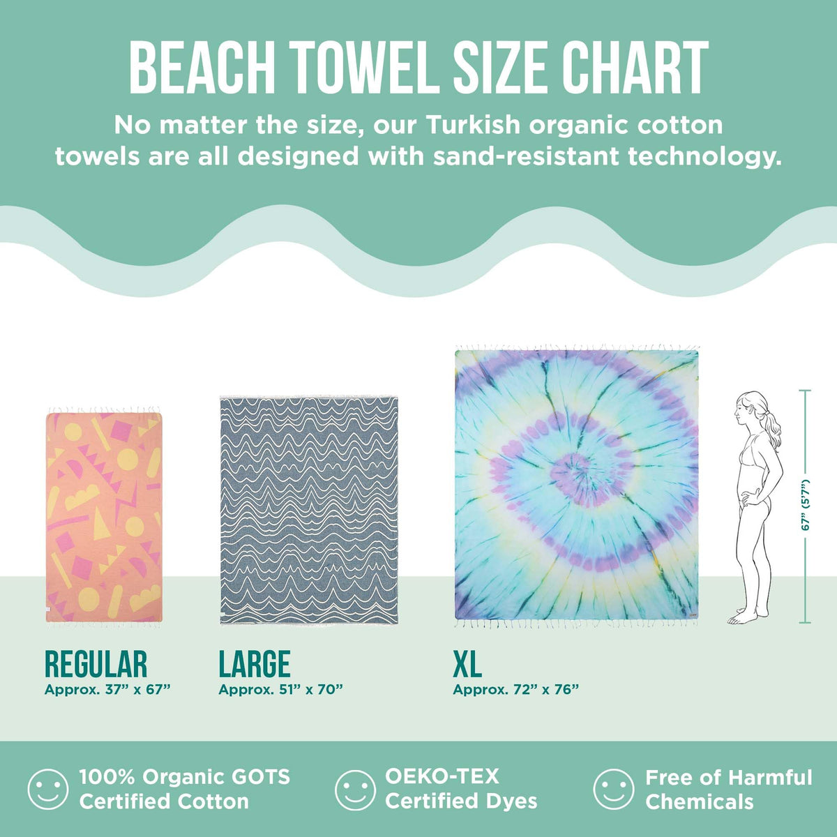 Turkish Yoga Beach Towel - Quick Drying & Sand Resistant, Extra Large