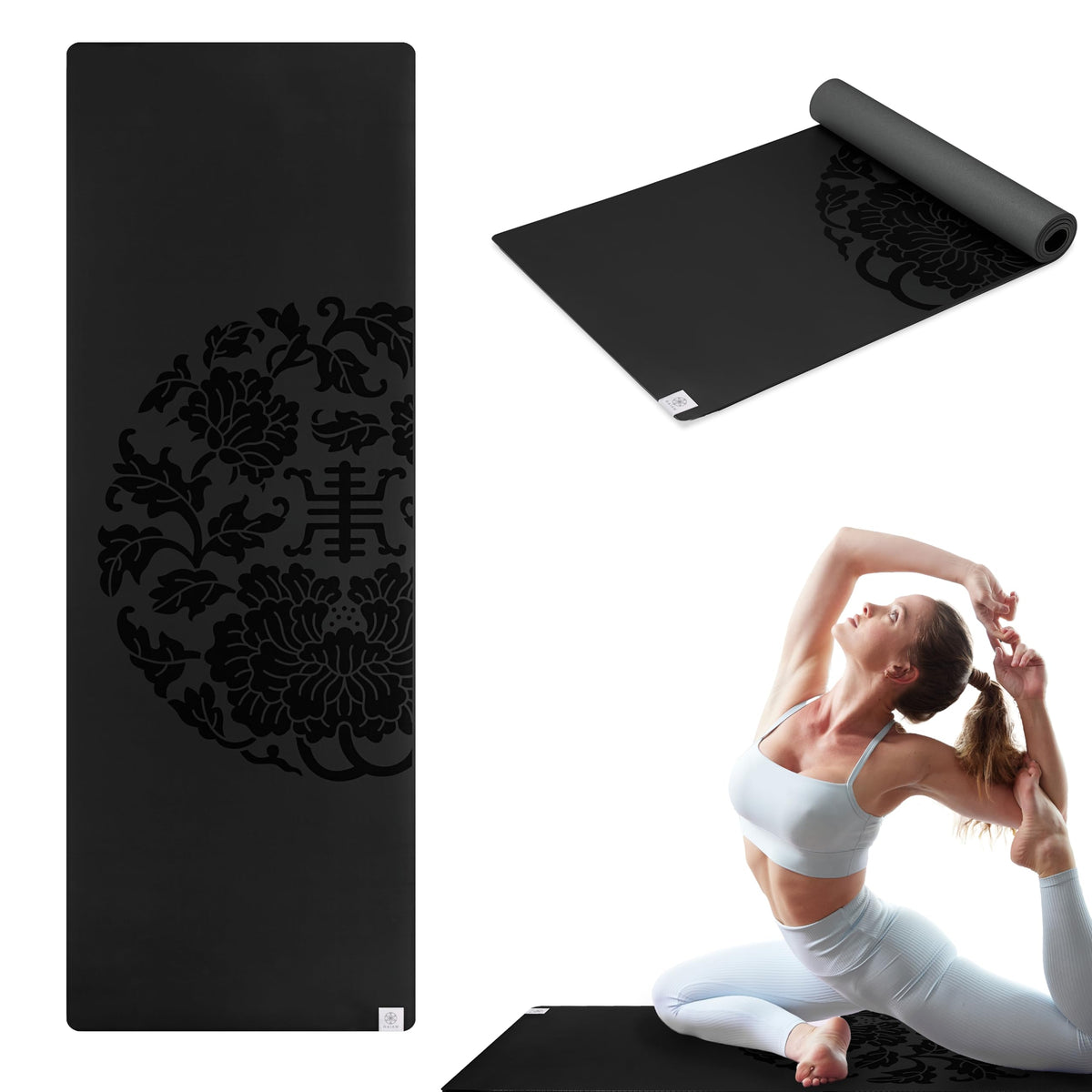 Dry-Grip Yoga Mat, Non-Slip, Hot Yoga, 5mm (Black)