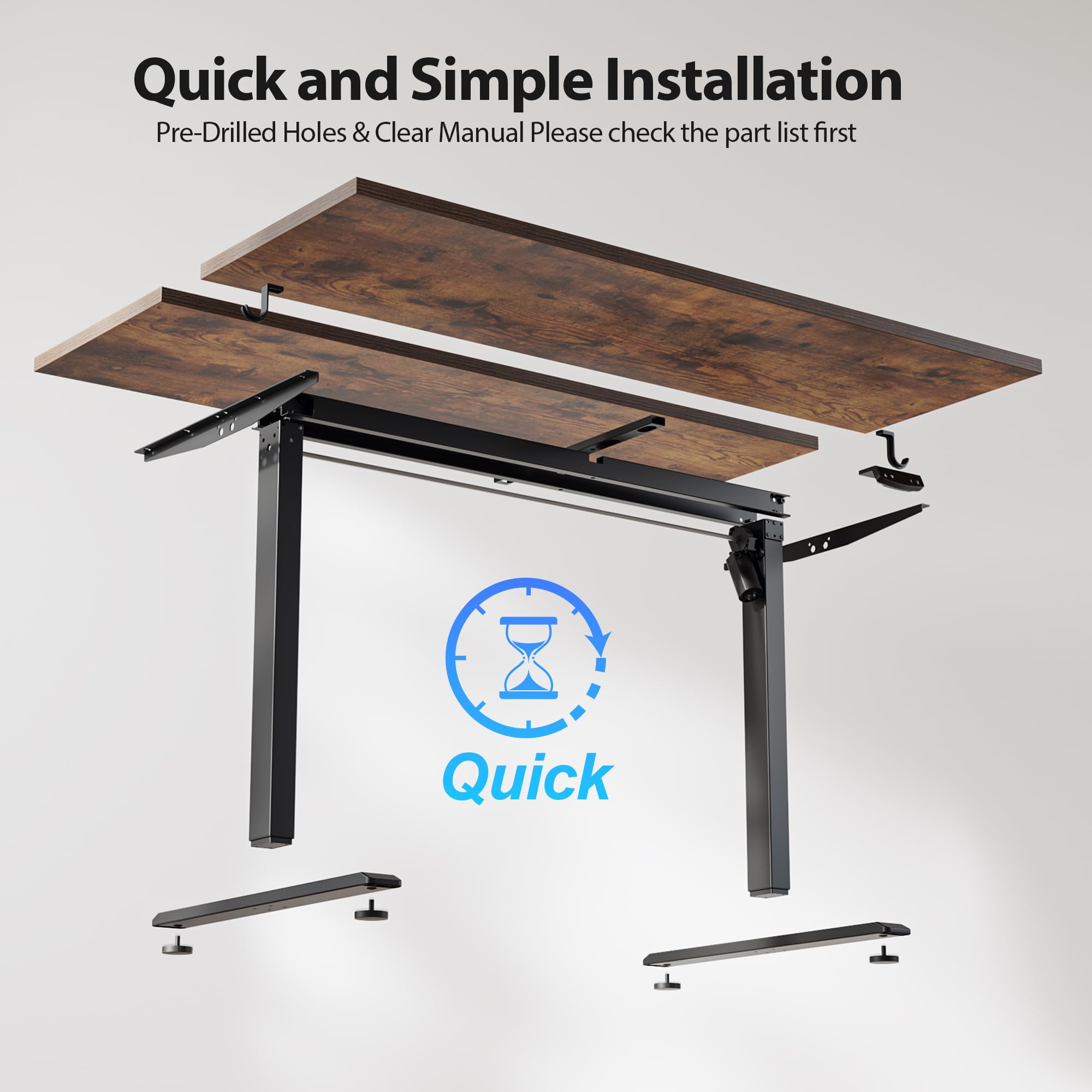 Electric Standing Desk, 48 x 28 Inches Height Adjustable Desk, Sit Stand up for Work Office Home, Ergonomic Rising Computer Table with Memory Preset, Rustic Brown