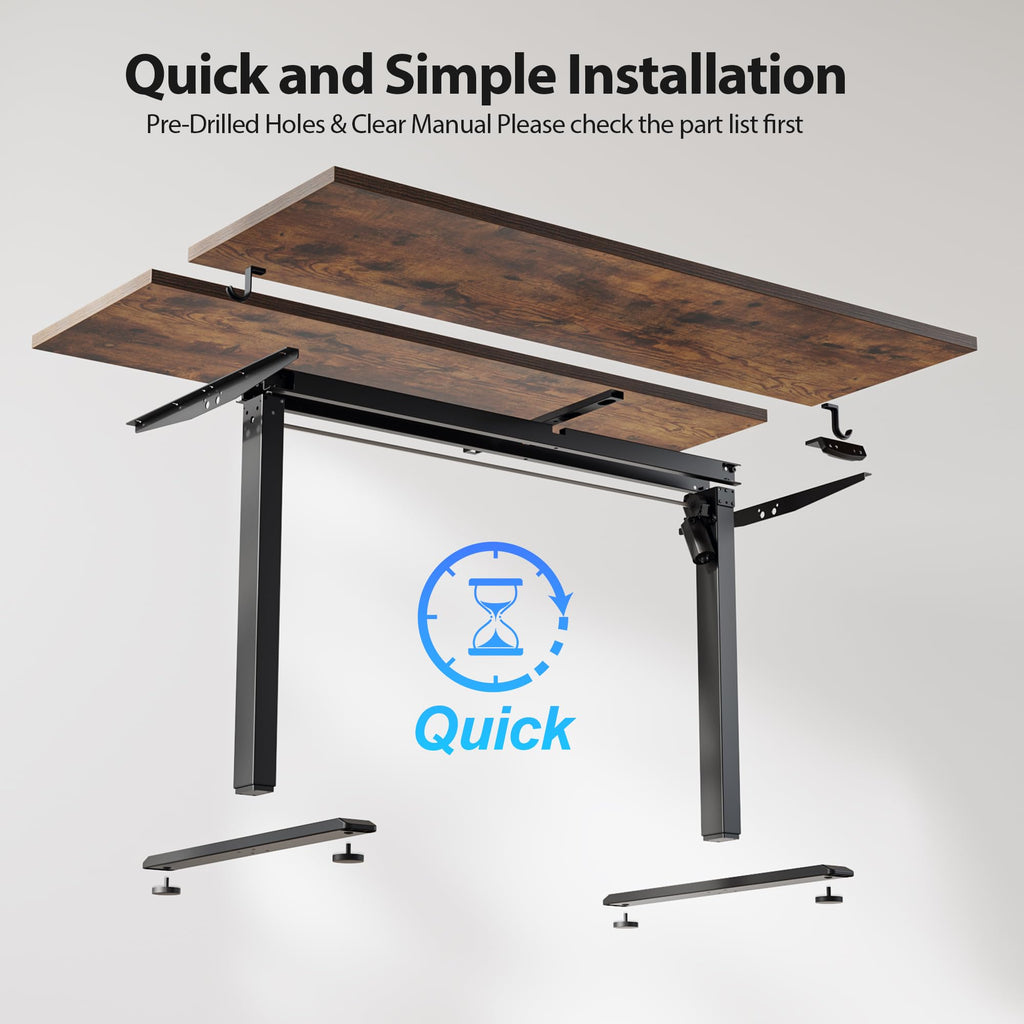 63*28 Inch Height Adjustable Electric Standing Desk, Rustic Brown
