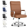 Modern Office Desk Chair, Conference Room Chairs, High Back Ergonomic Home ofiice Chair, Adjustable Height Swivel Executive Computer Chair with Padded Seat and Armrest (Brown)