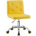 PU Leather Mid-Back Armless Vanity Chair Adjustable Height 360° Rolling Swivel for Office Work