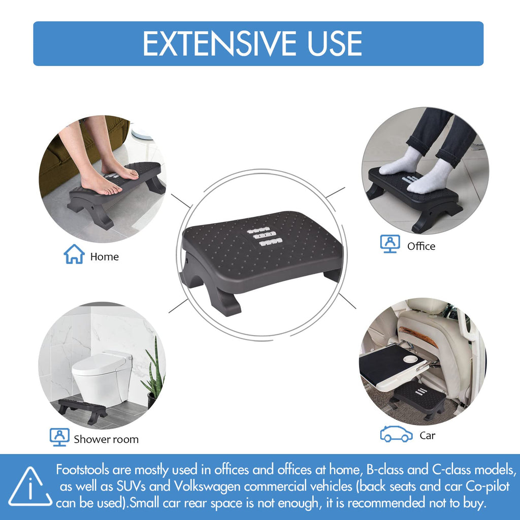 Under Desk Footrest, Ergonomic Foot Stool with Massage Rollers Max-Load 120Lbs Desk Leg Rest Pain Relief for Home Office Work