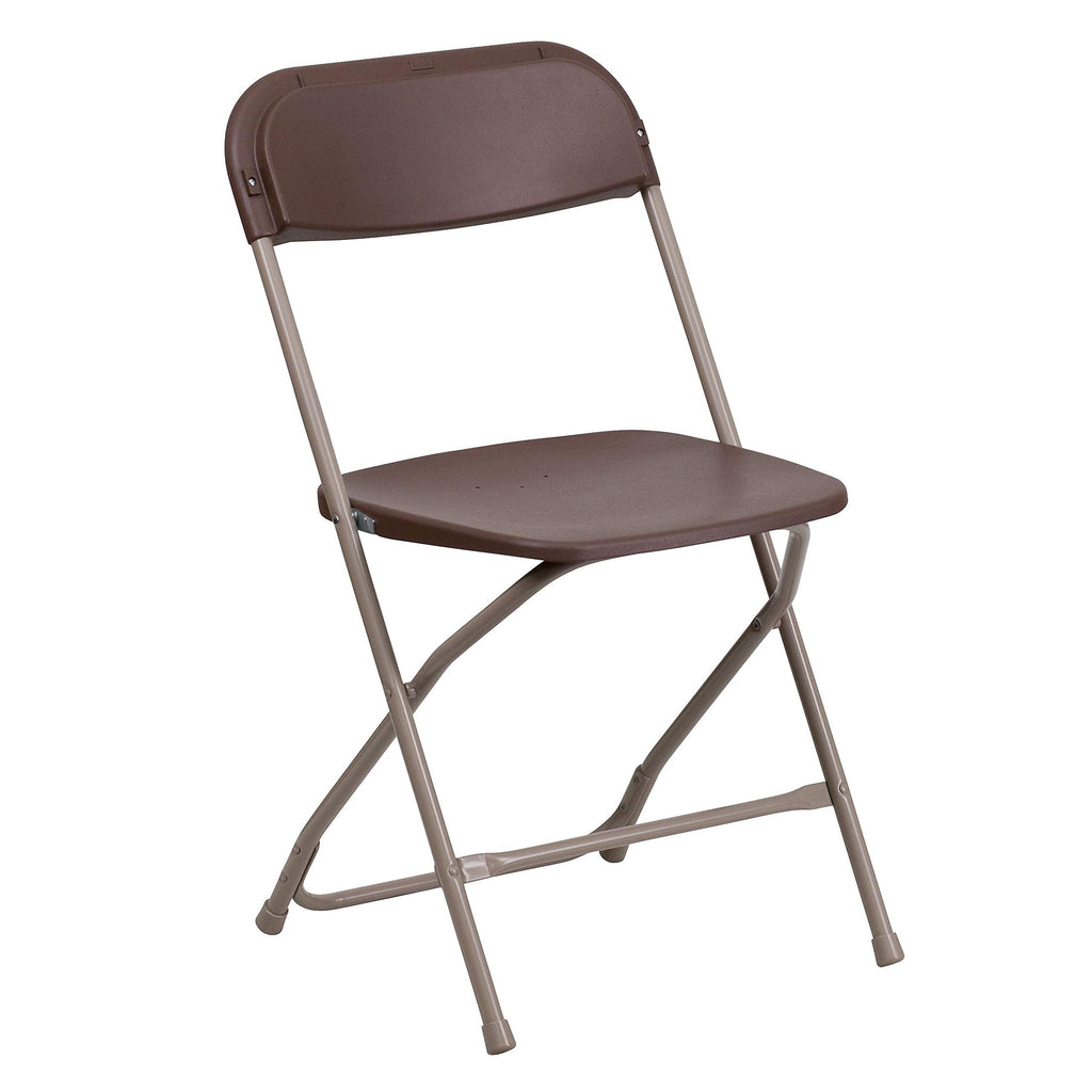 Hercules Series Plastic Folding Chair - - Brown - 650LB Weight Capacity Comfortable Event Chair - Lightweight Folding Chair -