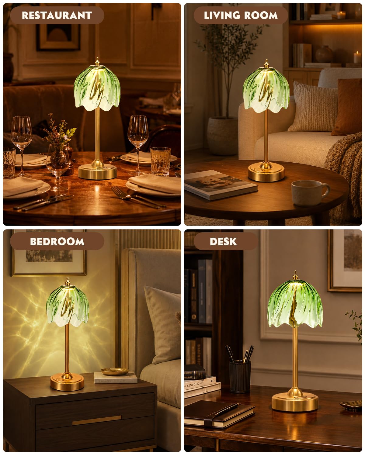 Cordless Flower Table Lamp, 5200mAh Small Rechargeable Touch Lamp