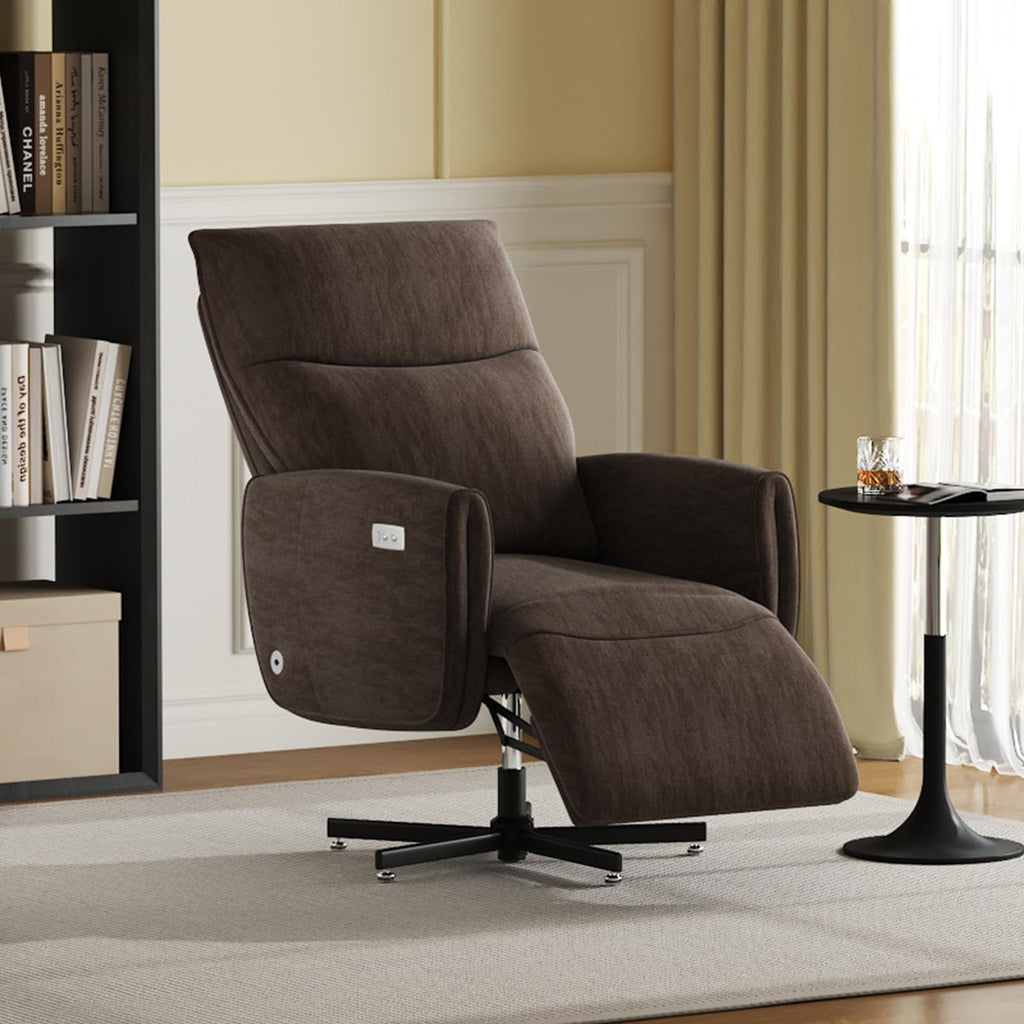 Power Reclining Adjustable Swivel Chair, Ergonomic Executive Office Chair, 90°-125° Tilt, Velvet Upholstery, Built-in USB Charger, 360° Rotation & Height Adjustment, Modern Desk Chair for Home Office