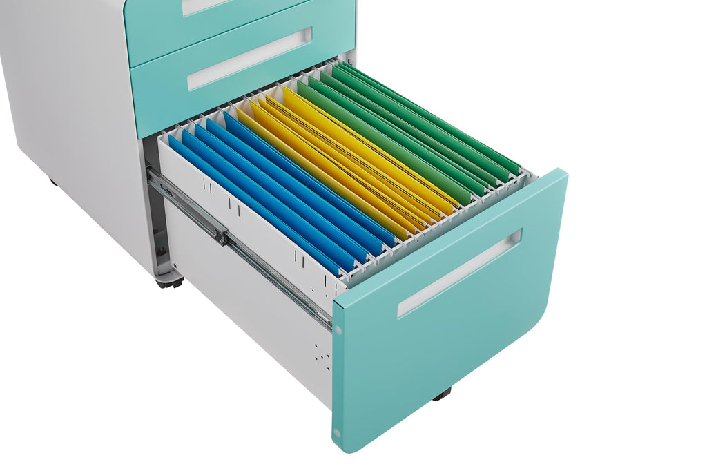 3 Drawer File Cabinet for Office, Under Desk Mobile Filing Cabinet with Lock for A4/Letter/Legal Size, 5 Wheel Anti-tilt Rolling File Cabinets, Fully Assembled