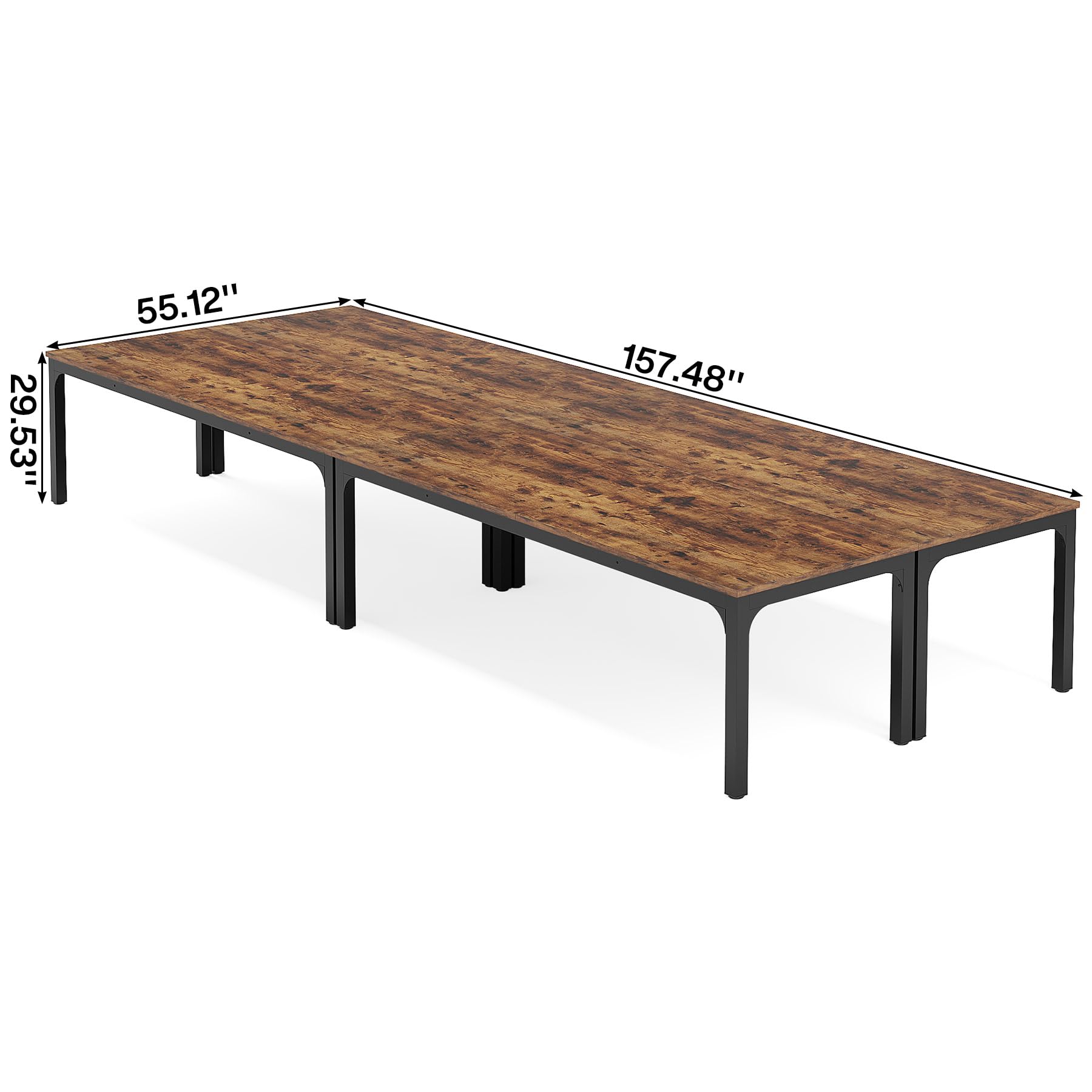 6.5 FT Conference Room Table, 78.74" W x 27.56" D Large Office Conference Table, Modern Seminar Meeting Table Desk for Boardroom, Meeting Room (4, Rustic Brown)