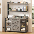 File Cabinet with Charging Station, Vertical Filing Cabinet with Lock for Home Office, Printer Stand with Open Storage Shelf, Fits Legal/Letter/A4 Size, Grey