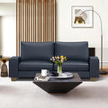 Faux Leather Couch, Mid Century Modern Comfy Loveseat Sofa with Wide Arm, Side Pockets, Solid Wooden Frame for Office, Living Room and Bedroom, 3 Seater (Blue, 88.58 inches)