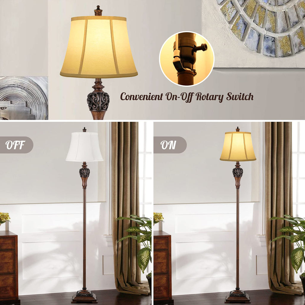 Vintage Floor Lamp for Living Room, Traditional Tall Standing Lamp