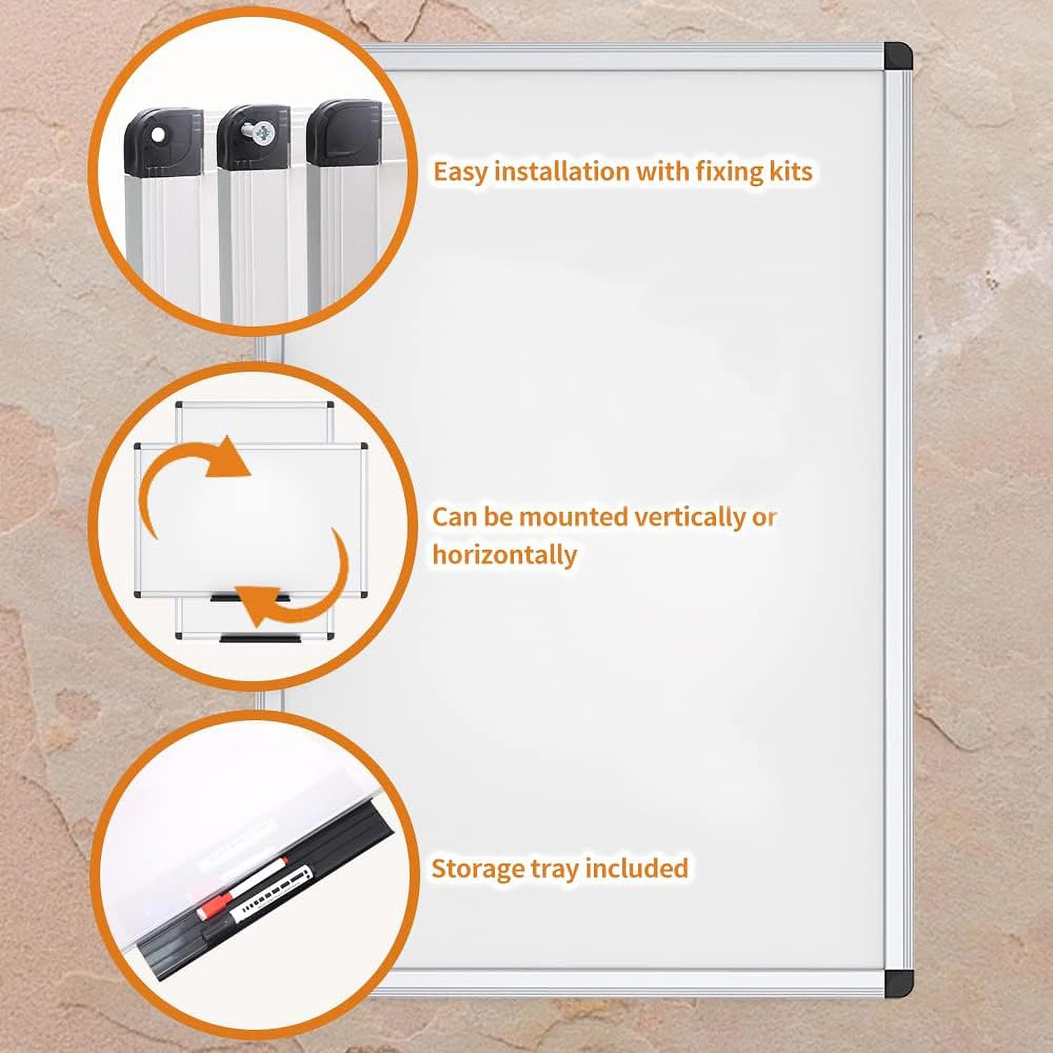 Dry Erase Board/Non-Magnetic Whiteboard, 48 x 36 Inches, Wall Mounted Board for School Office and Home