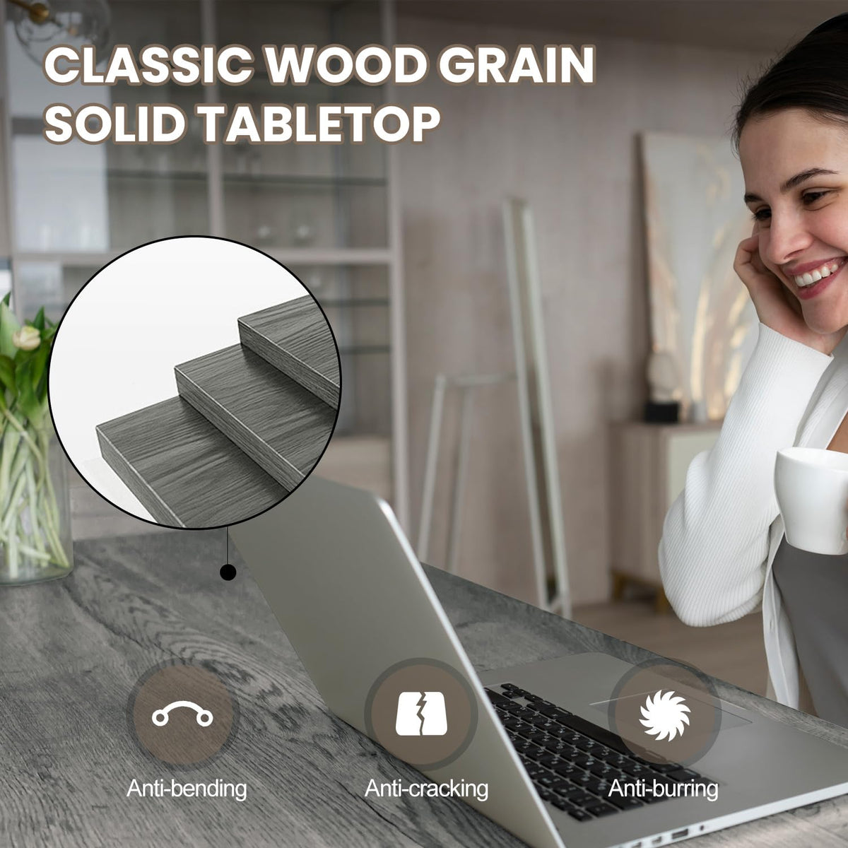 Conference Table,Folding Conference Room Tables with Wheels, 47.2” Modular Training Tables for Office/Classroom/Meeting, Lockable 360° Silent Wheels＆Space Saving Stackable, Gray Finish, 2 Pack