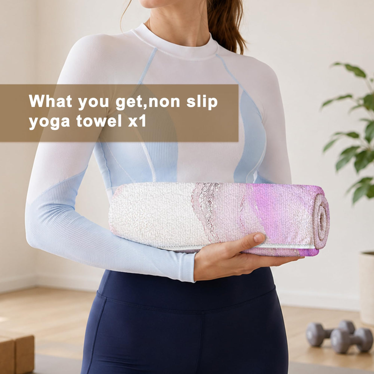 Yoga Mat Towel, Hot Yoga Towel High-Definition Pattern, Machine Washable with Ultra-Absorbent Yoga Towels for Hot Yoga Non Slip for Fitness, Exercise, Pilates, 72 x 27 in, Purple Ripples