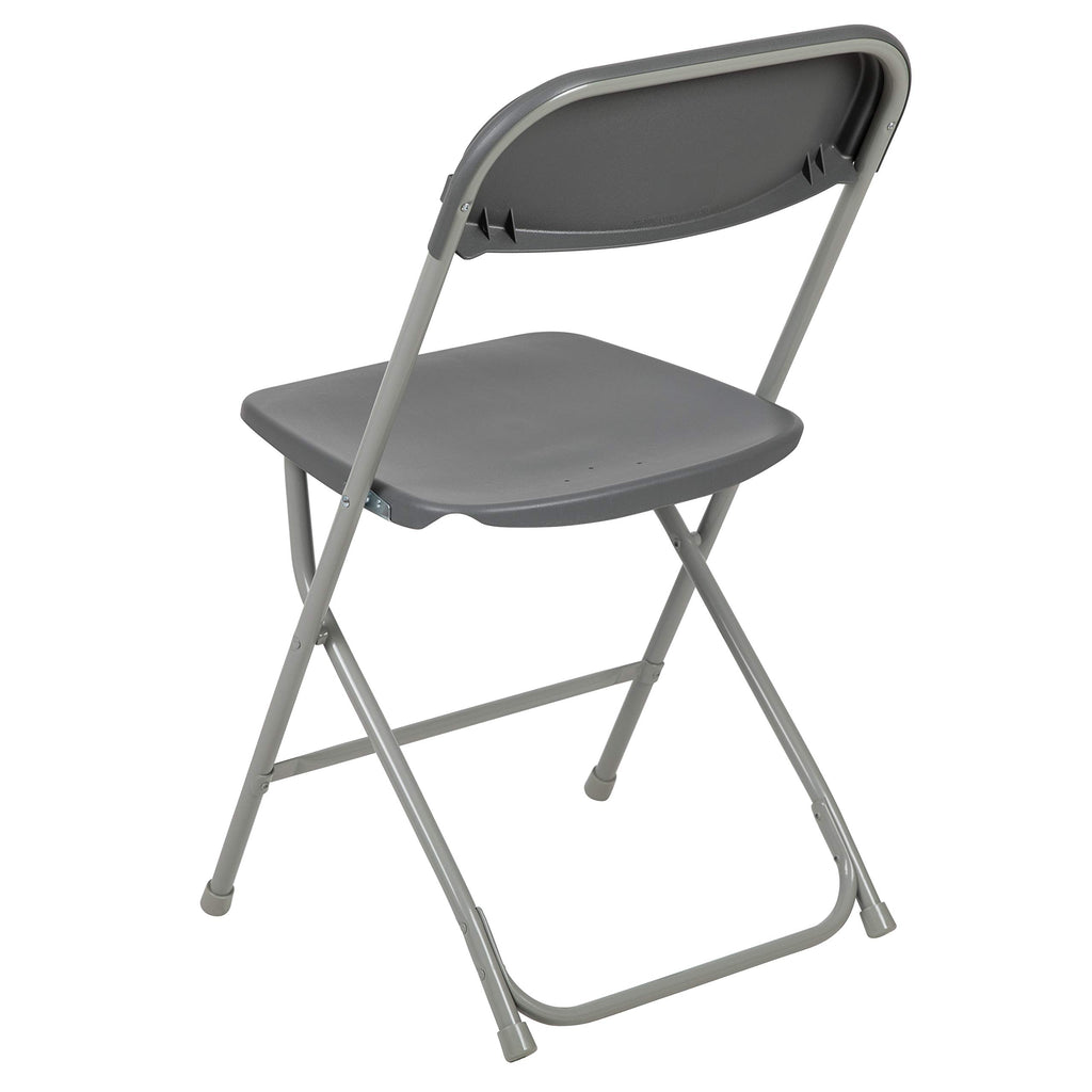 Hercules Series Plastic Folding Chair - Grey - 650LB Weight Capacity Comfortable Event Chair - Lightweight Folding Chair