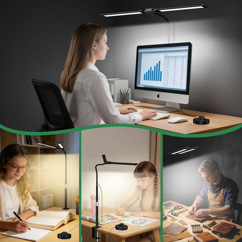 LED Desk Lamp with Clamp, 23.5-31.5 Inches, Black