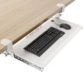 Keyboard Tray Under Desk Pull Out with Extra Sturdy C Clamp Mount System, 27.3 (32.5 inch Including Clamps) x 11 Inch Slide-Out Platform Computer Drawer for Typing White