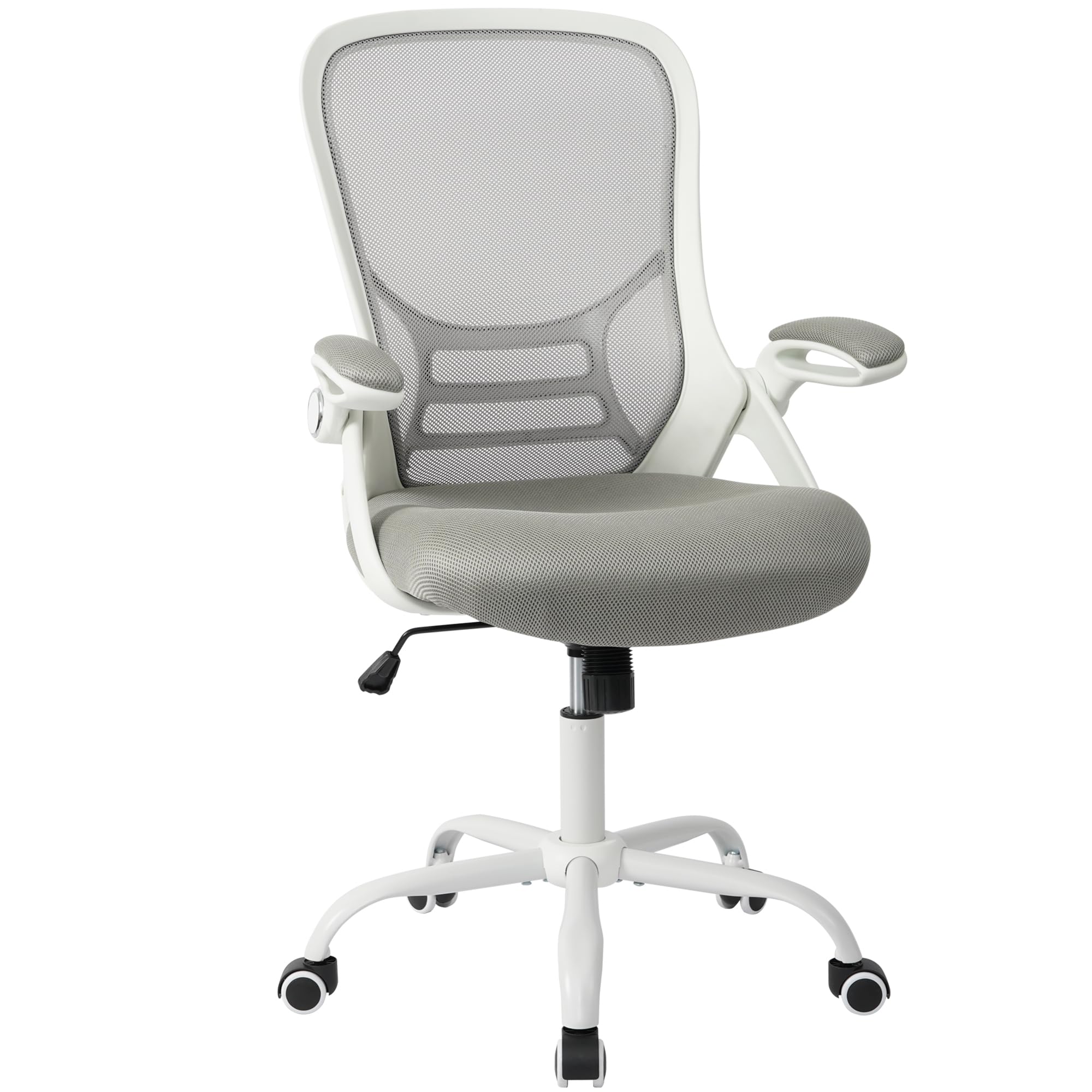 Office Chair Ergonomic Chair with Flip up Armrests, Thickened Seat Computer Chair with Breathable Mesh Back Home Office Computer Chairs for Long Hours Mesh Office Chair(Grey)
