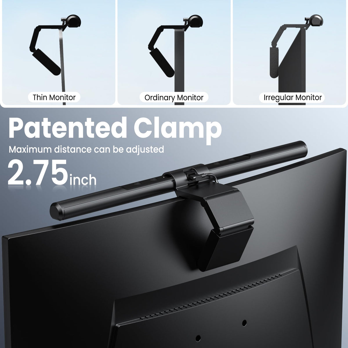 Computer Monitor Lamp, Screen Monitor Light Bar for Eye Caring, USB Reading LED Task Lamp with Auto-Dimming, Dimmable Light Bar, Touch Control, No Glare Space Saving Home Office Desk Lamps