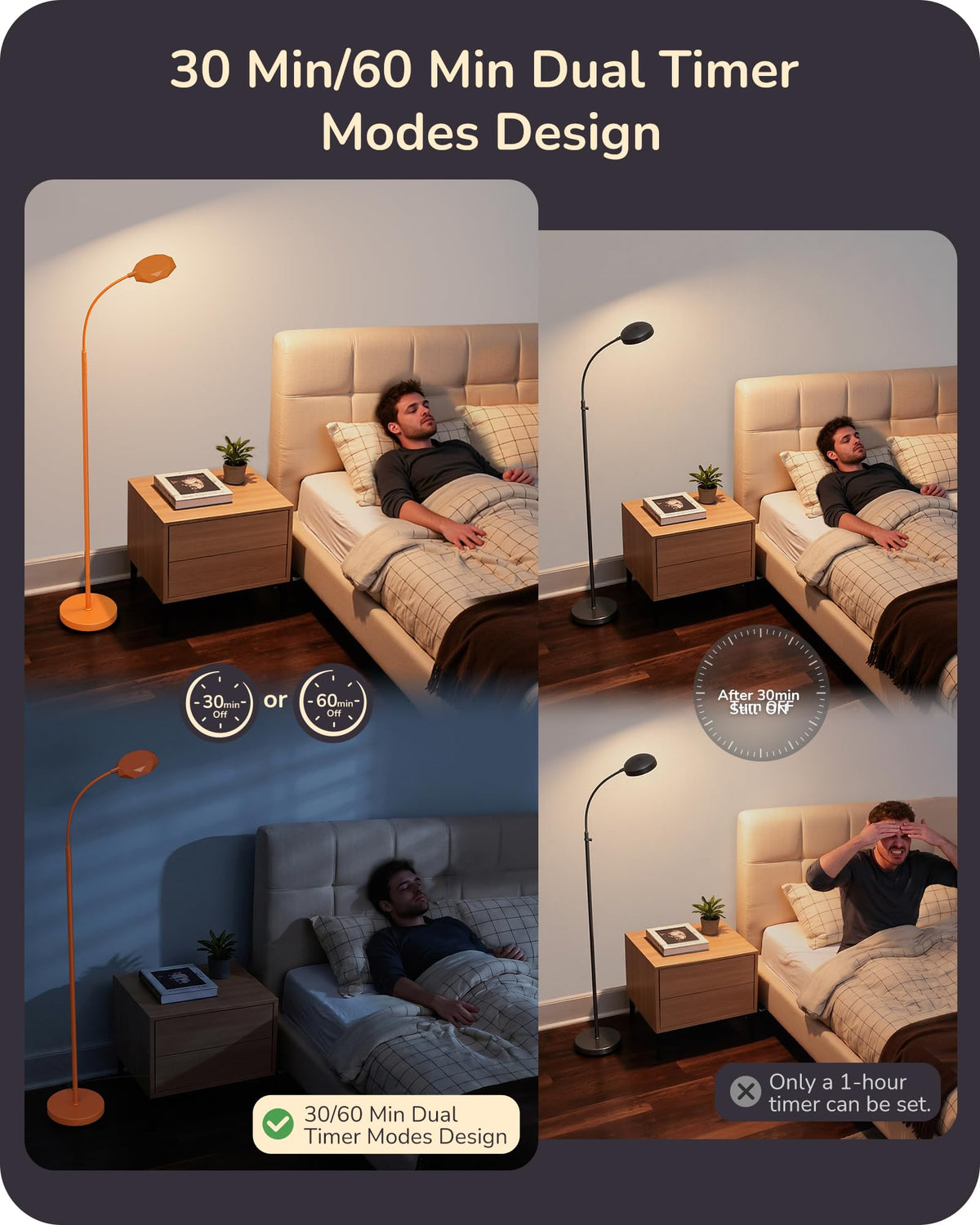 18W LED Floor Lamp for Living Room, Diamond-Surface, Orange