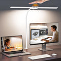 LED Desk Lamp, Dual Head Desk Light with Clamp, 50 Lighting Modes Eye-Caring Table Lamp, Flexible Gooseneck Task Light with Motion Sensor, Wired Control, Timer & Memory Function for Office