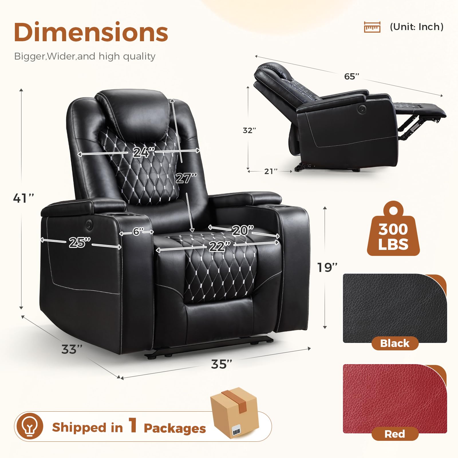 Power Recliner Chair Set of 4, Electric Soft Faux Leather Reclining Home Theater Seating - USB Ports, Cup Holders, Hidden Arm Storage Movie & Media Room Chairs (Black)