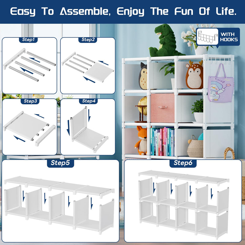 20 Cube Book Shelf, Storage Organizer, Large DIY Bookcase, Metal Cube Bookshelf, Cubbies Closet Storage Organizer Shelves for Bedroom,Living Room,Home,Office