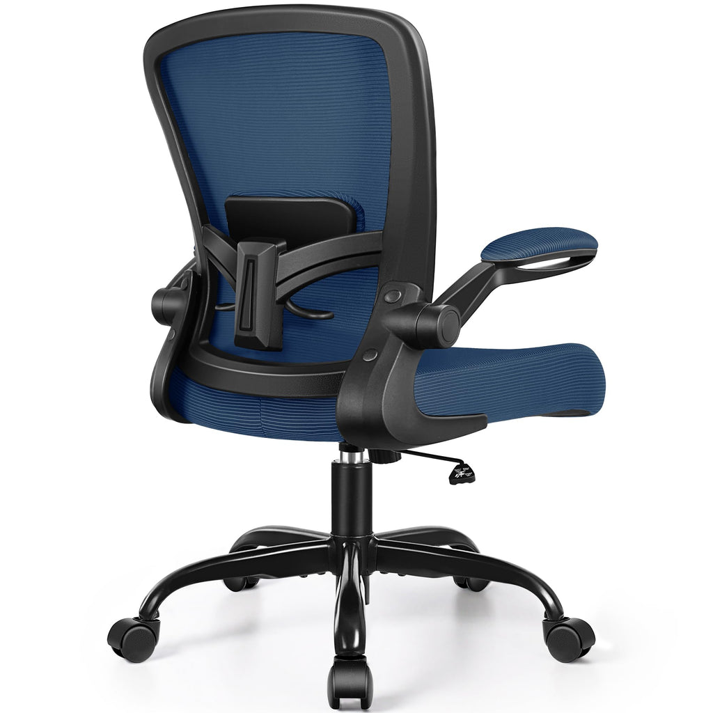 Office Chair, Ergonomic Desk Chair Breathable Mesh Chairs Adjustable High Back Lumbar Support Flip-up Armrests, Executive Rolling Swivel Comfy Computer Chairs Home Office Navy