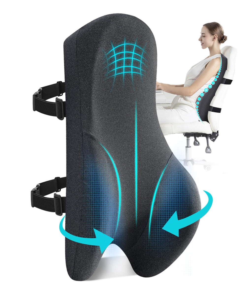 High Back Support Pillow for Office Chair, Fully Support Back Cushion - Memory Foam Lumbar Support Pillow for Office Chair, Desk, Gaming Chair, Promotes Posture Pain Relief Adjustable Straps