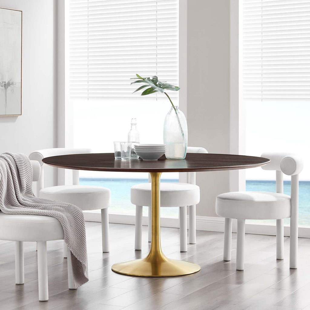 Modway Lippa Dining Table, 60", Gold Cherry Walnut
