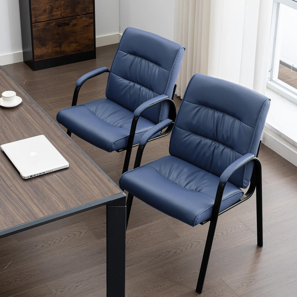 Office Guest Reception Chair Set of 8, Conference Room Chairs Waiting Room Chairs 8 Pack, Modern Leather Office Desk Chair No Wheels.