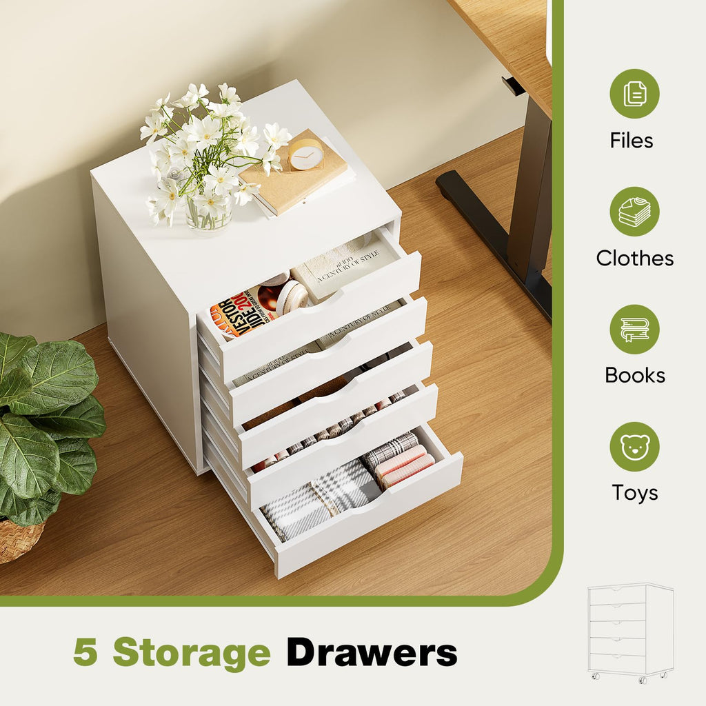 5 Drawer Wooden Dresser, Storage Cabinets, Room Organization