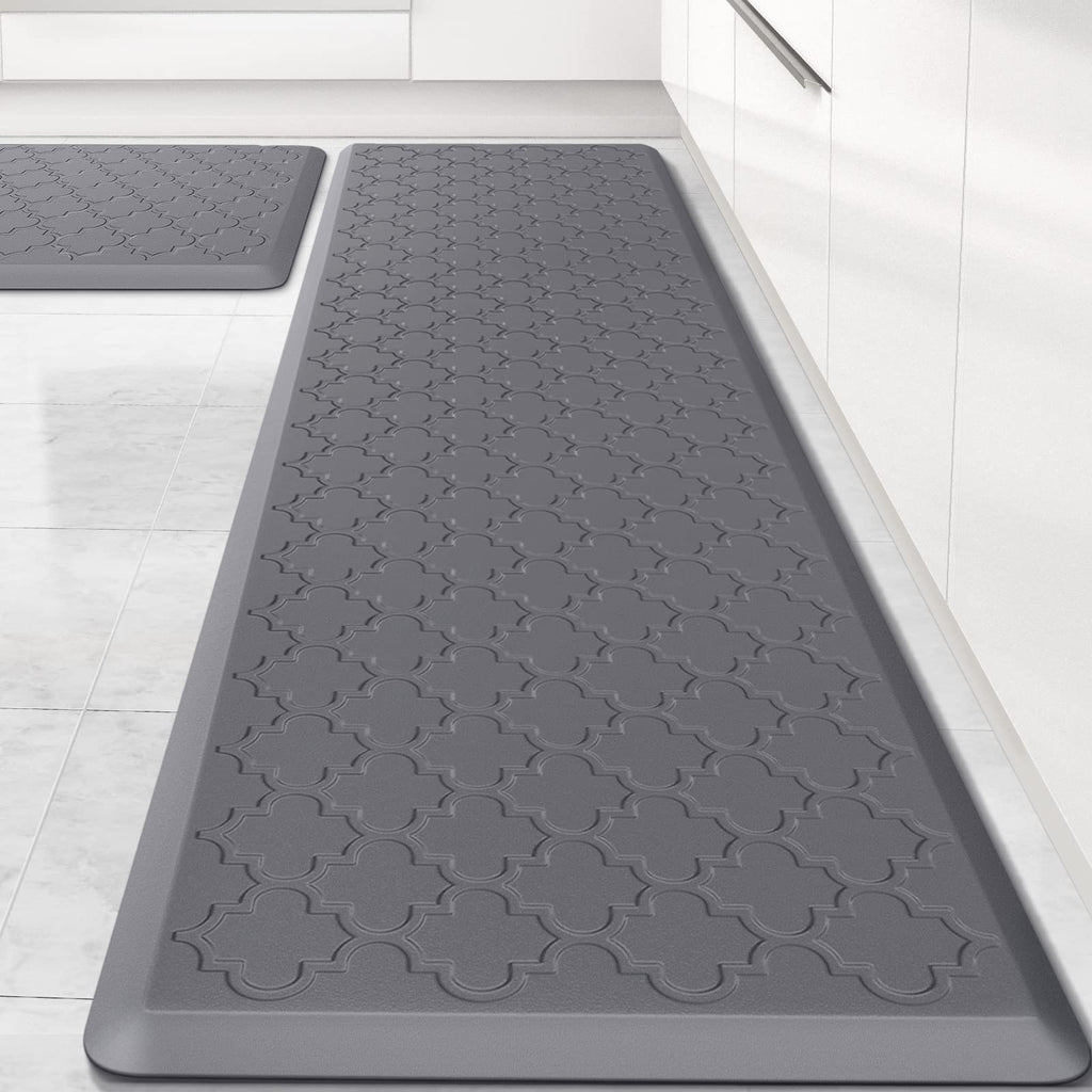 Mat [2 PCS] Cushioned Anti-Fatigue Floor Mat Water Resistant Non-Skid Kitchen Mats and Rugs Ergonomic Comfort Foam Kitchen Rugs Standing Mat for Floor Office Sink(Grey,17.3"x28"+17.3"x60")