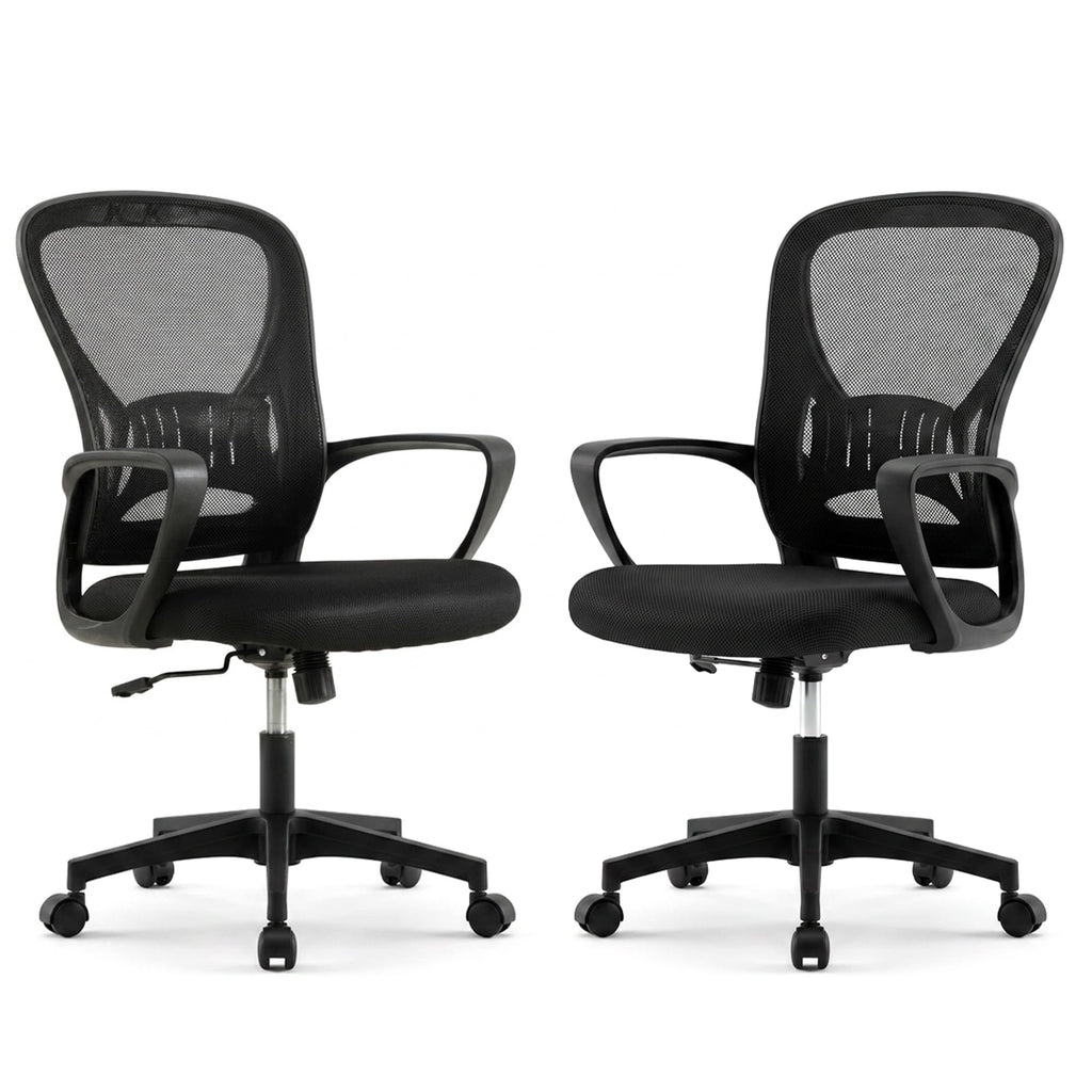 Ergonomic Office Chairs Set of 2, Mesh Conference Room Chairs, Swivel Computer Desk Chair with Wide Seat Cushion, Height Adjustable and Rocking Tilt for Home Office
